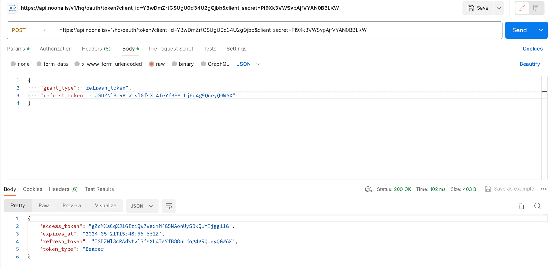 Refresh Token in Postman